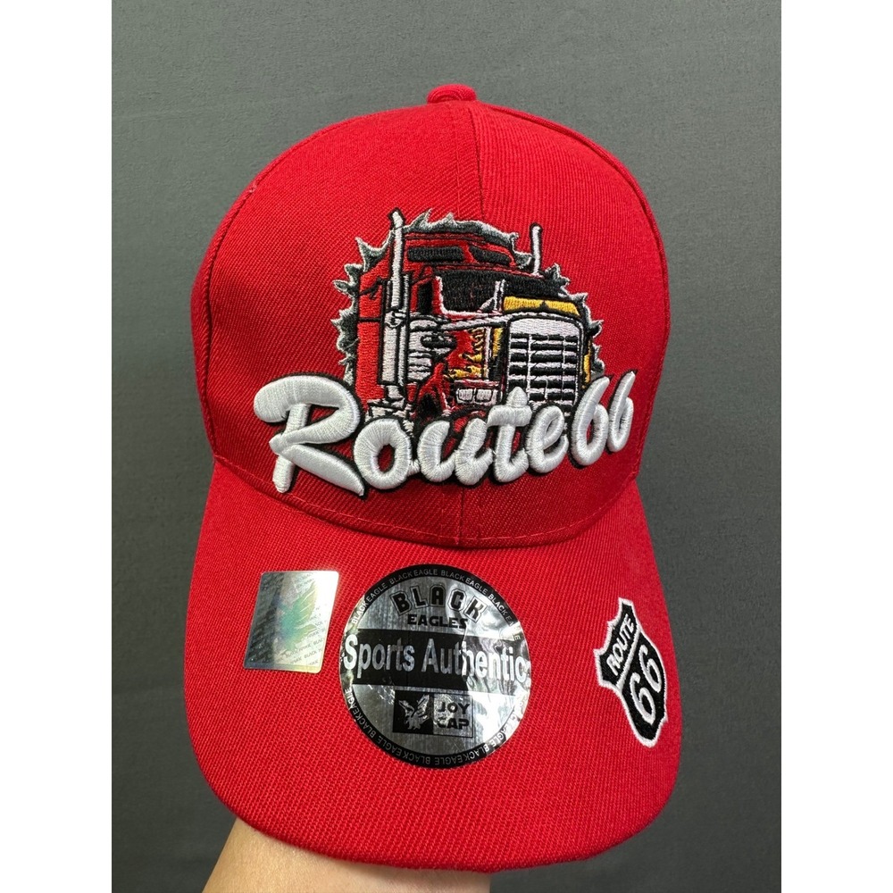Joycap Route 66 Semi Truck Red Embroidered Baseball‎ Cap Hat Adjustable New
